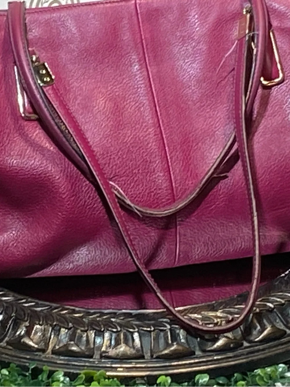 Coach Pebbled Leather Shoulder Bag - Magenta with Gold Hardware
